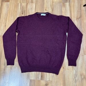 Lochmere Unisex Burgundy 100% Cashmere Pullover Crew Neck Long Sleeve Size M